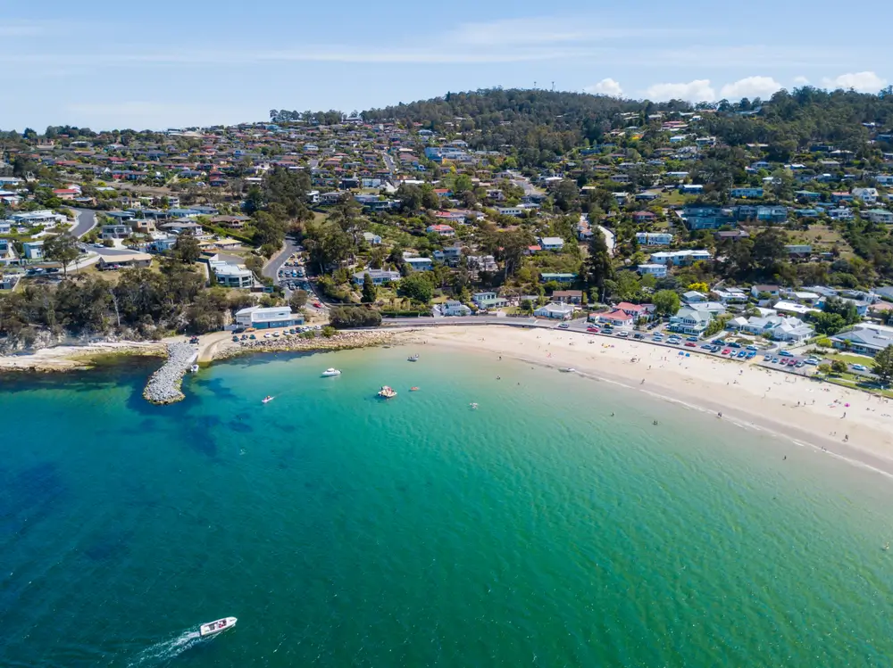 Aerial view of Kingston Beach, Hobart