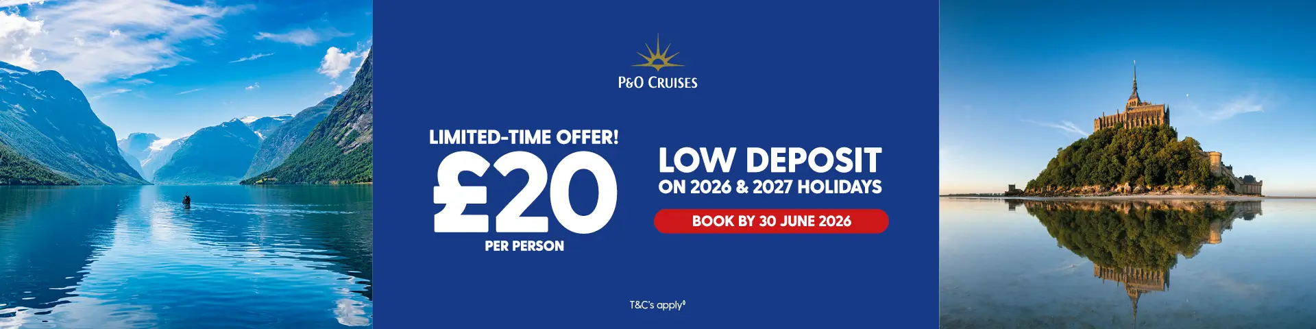 P&O Cruises £20pp Deposit