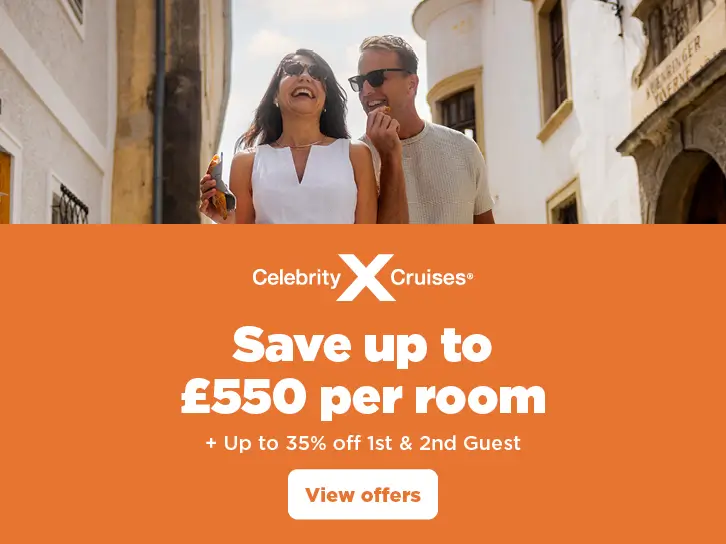 Celebrity Save Up to £550 per room + Up to 35% off 1st & 2nd Guest