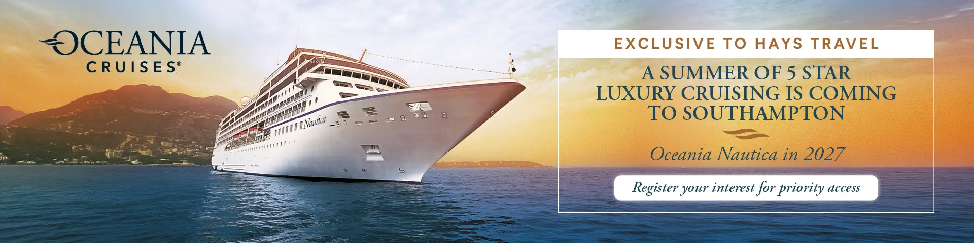 Exclusive to Hays Luxury Cruising