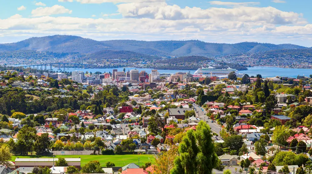 Aerial view of Hobart, Tasmania