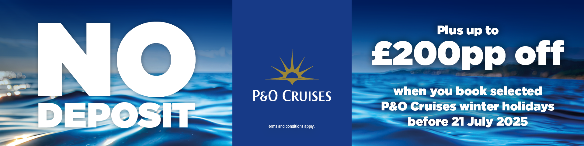 P&O Cruises No Deposit T&C's