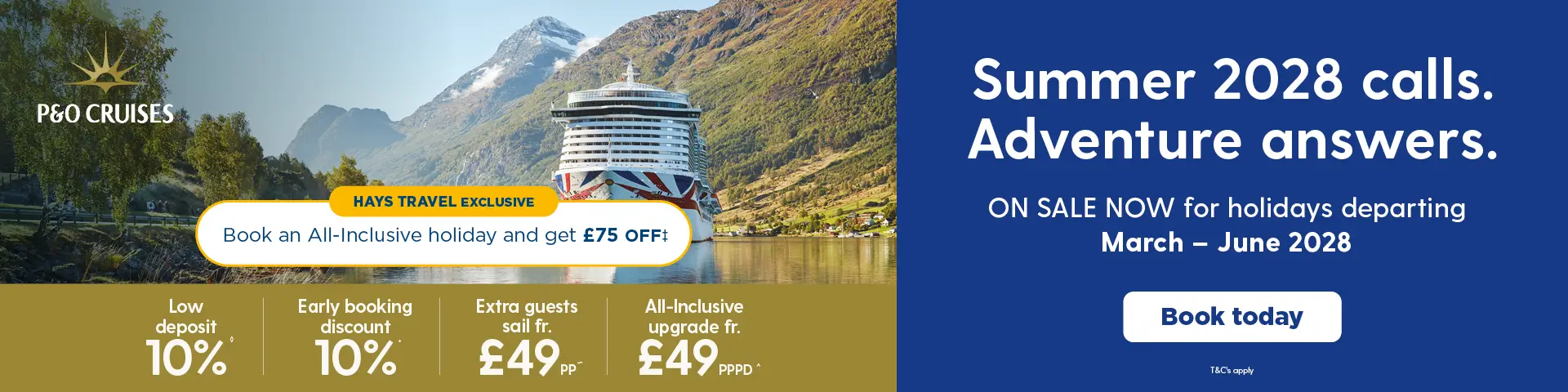 P&O Cruises - Summer 2028 Calls. Adventure Answers