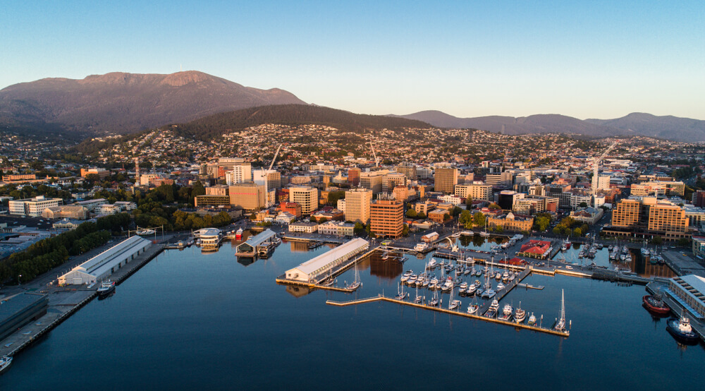 Aerial view of Hobart, Tasmania